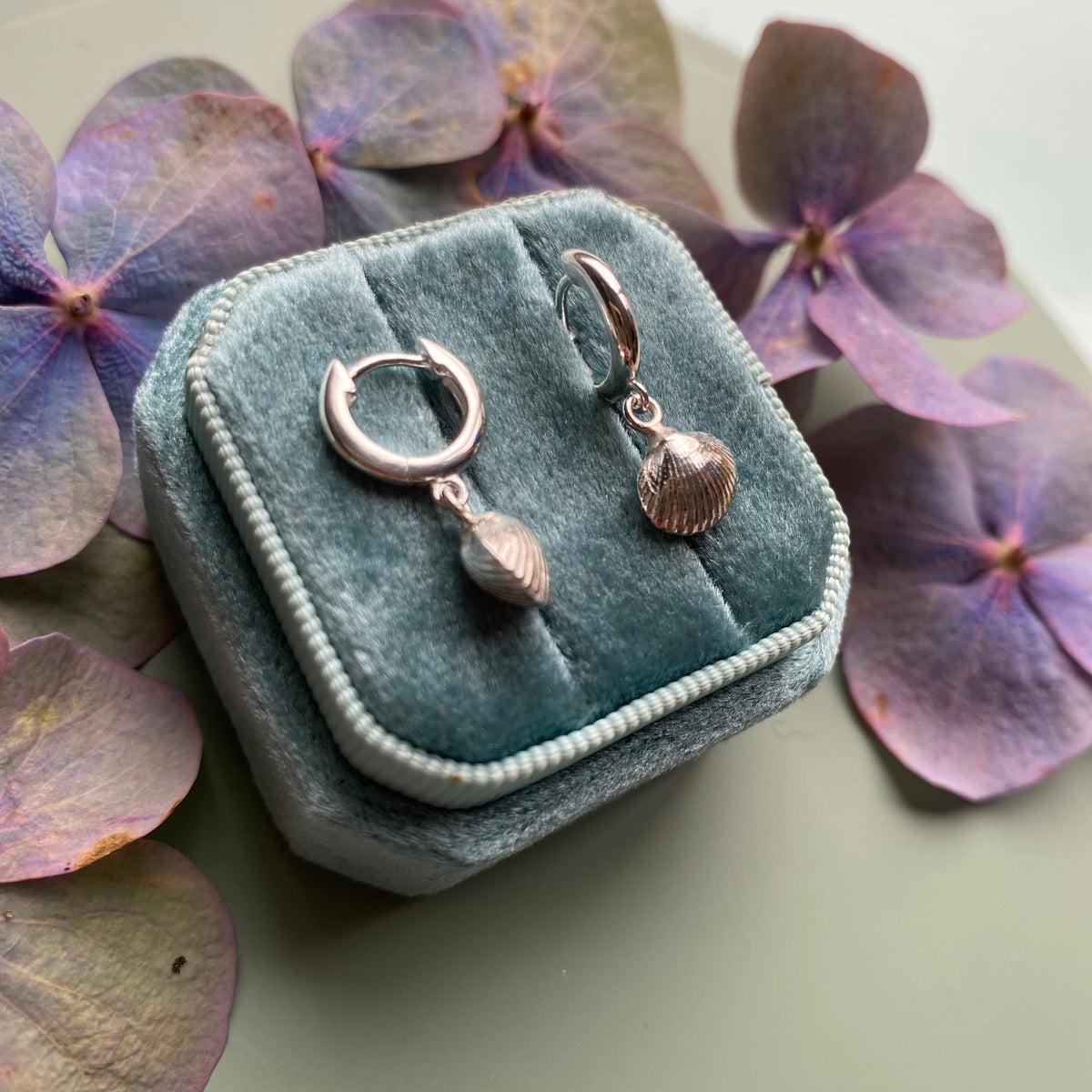 Cockle Shell Huggie Hoop Earrings