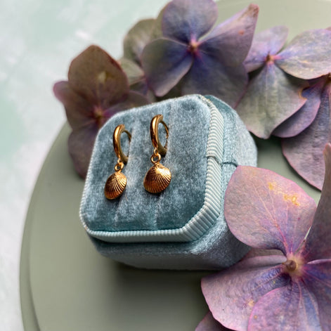 Cockle Shell Huggie Hoop Earrings