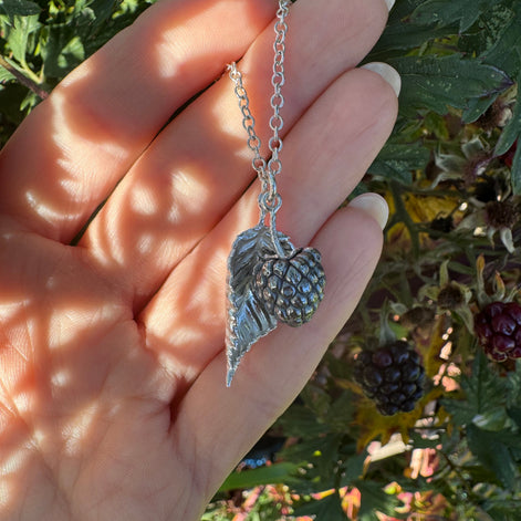 Blackberry and Bramble Leaf Necklace