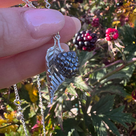 Blackberry and Bramble Leaf Necklace