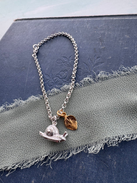 Snail and Leaf Bracelet