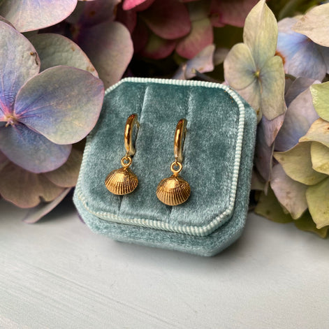 Cockle Shell Huggie Hoop Earrings
