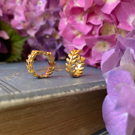 Leaf Garland Huggie Hoop Earrings