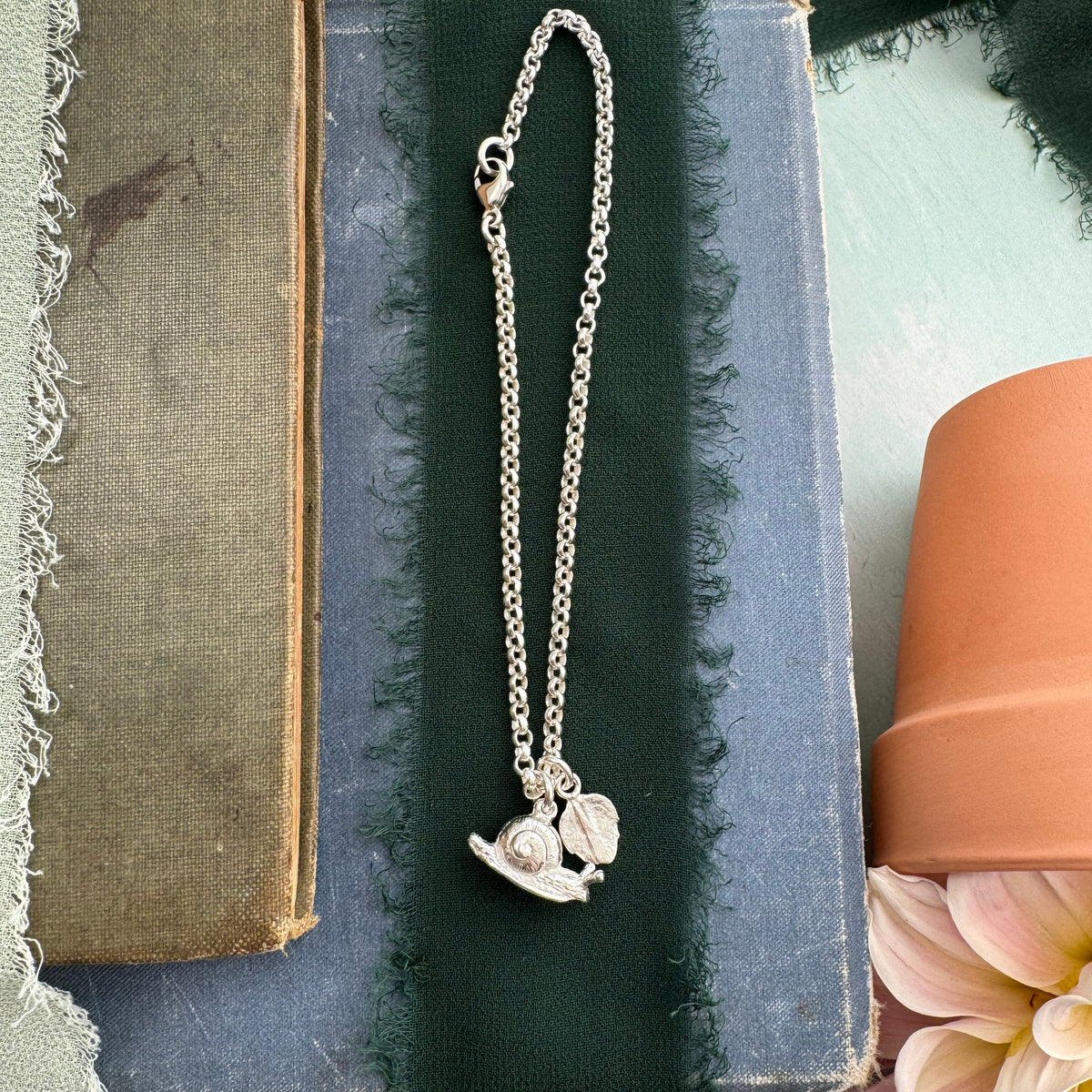 Snail and Leaf Bracelet