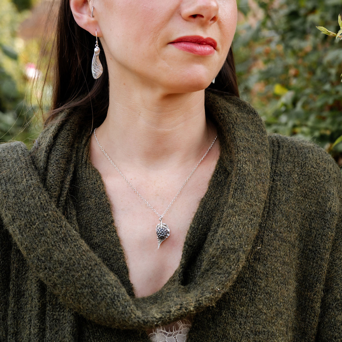 Blackberry and Bramble Leaf Necklace