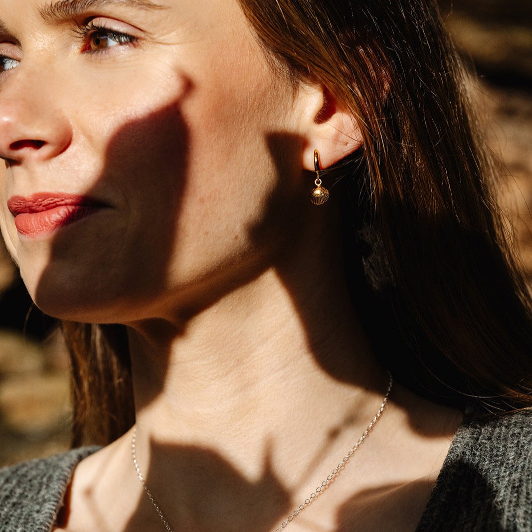 Cockle Shell Huggie Hoop Earrings
