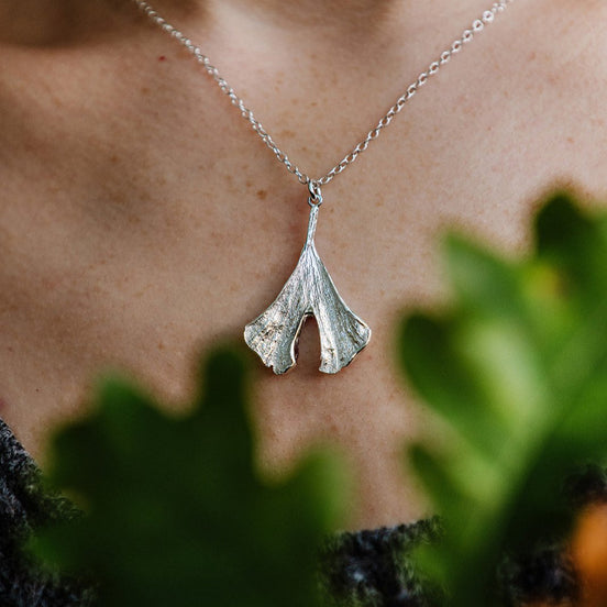 Large Ginkgo Leaf Necklace