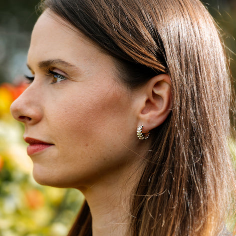 Leaf Garland Huggie Hoop Earrings