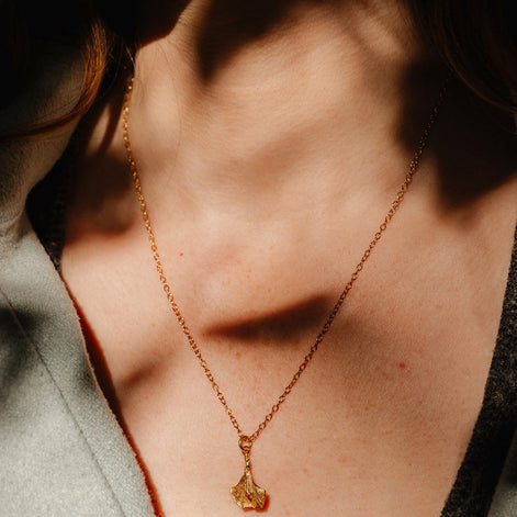 Small Ginkgo Leaf Necklace