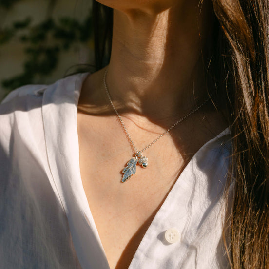 Mini Acorn and Oak Leaf Necklace