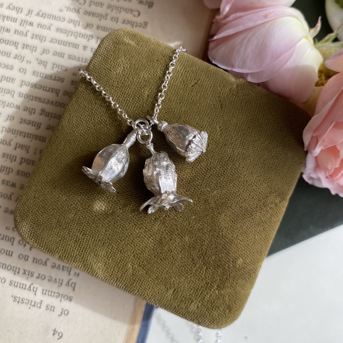 Triple Poppy Seed Pod Necklace