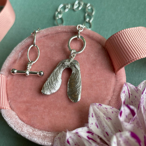 Mini Double Sycamore Seed Charm Bracelet