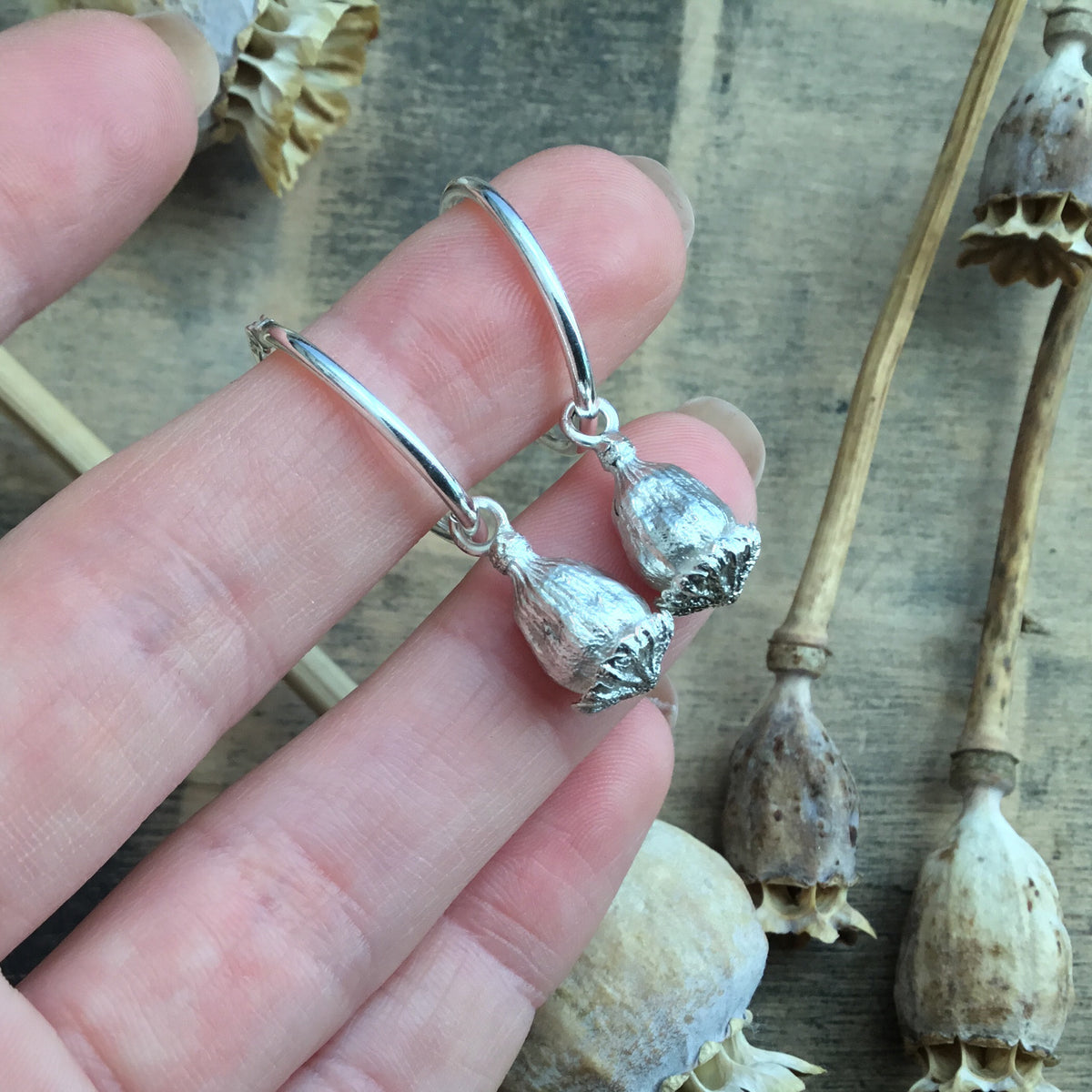 Poppy Seed Pod Hoop Earrings