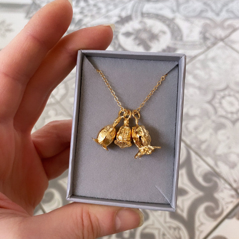 Triple Poppy Seed Pod Necklace