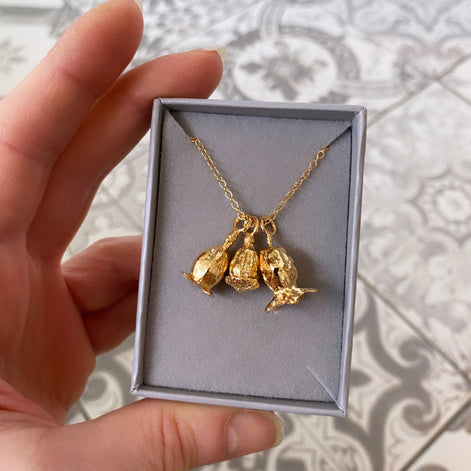 Triple Poppy Seed Pod Necklace
