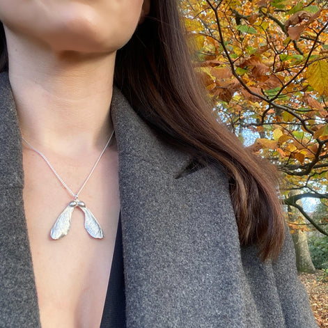 Double Sycamore Seed Necklace