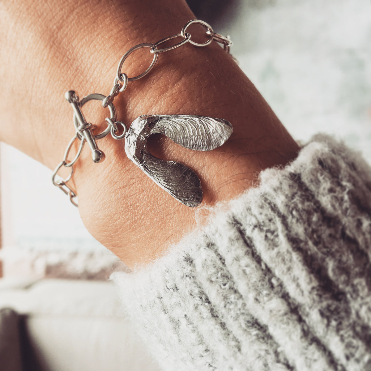 Mini Double Sycamore Seed Charm Bracelet