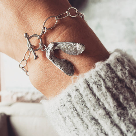 Mini Double Sycamore Seed Charm Bracelet
