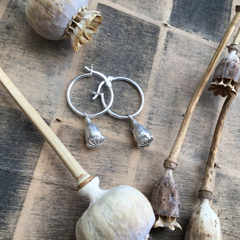 Poppy Seed Pod Hoop Earrings