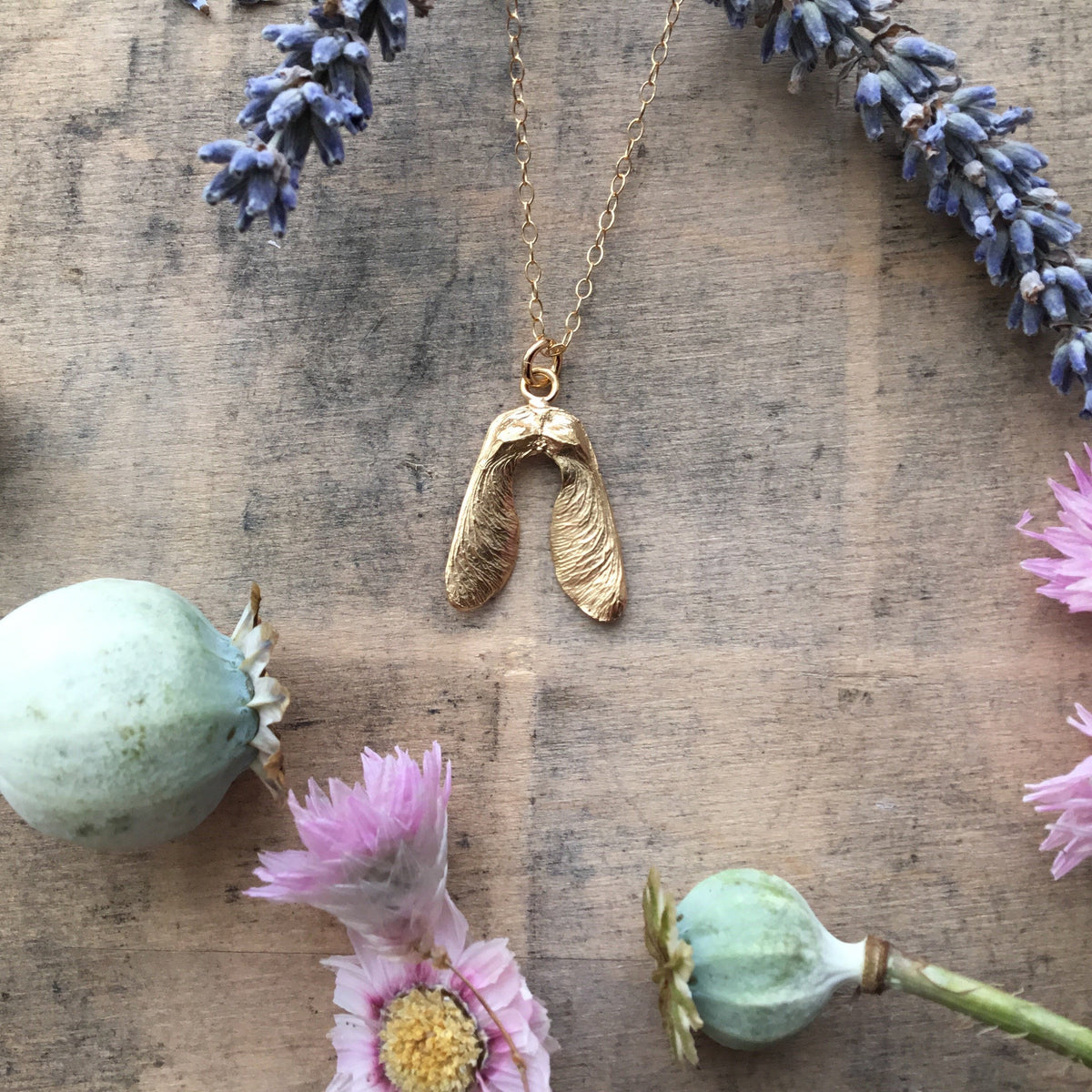 Mini Double Sycamore Seed Necklace